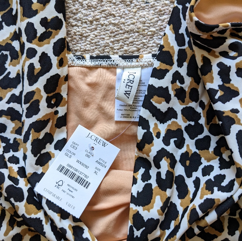 Sold! J. Crew NWT Cheetah V Neck Plunge Swimsuit - Picture 10 of 12